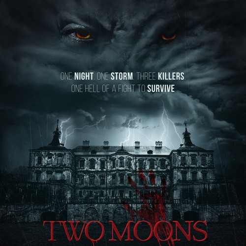 Horror design with the title 'Horror movie poster: TWO MOONS'