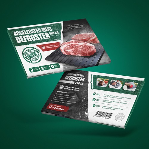 Carton packaging with the title 'defroster pack'