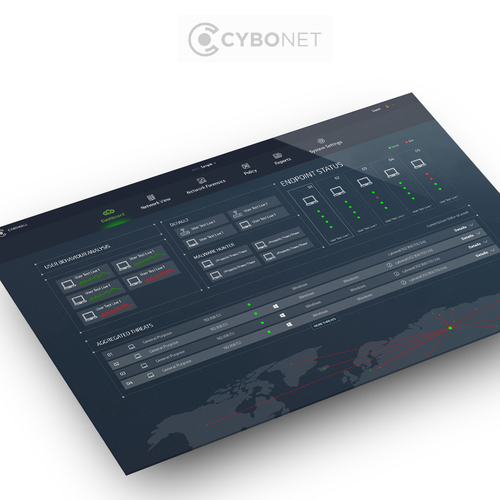 UI design with the title 'Dashboard design for CYBONET'