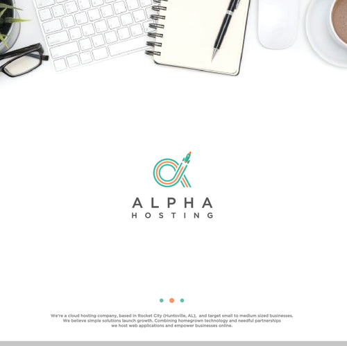 Hosting logo with the title 'Rockets, space, and dogs oh my! Design a logo for a cloud hosting company.'