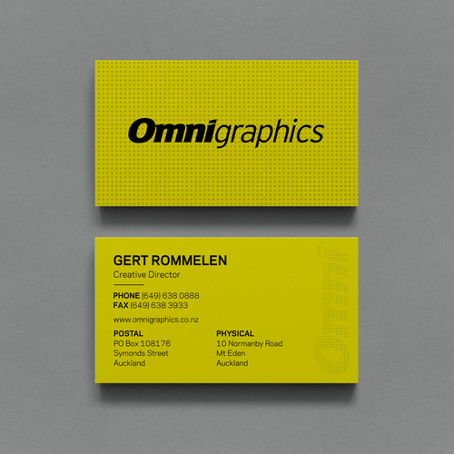 Letterpress design with the title 'Business Card for Grand Format digital print Company'
