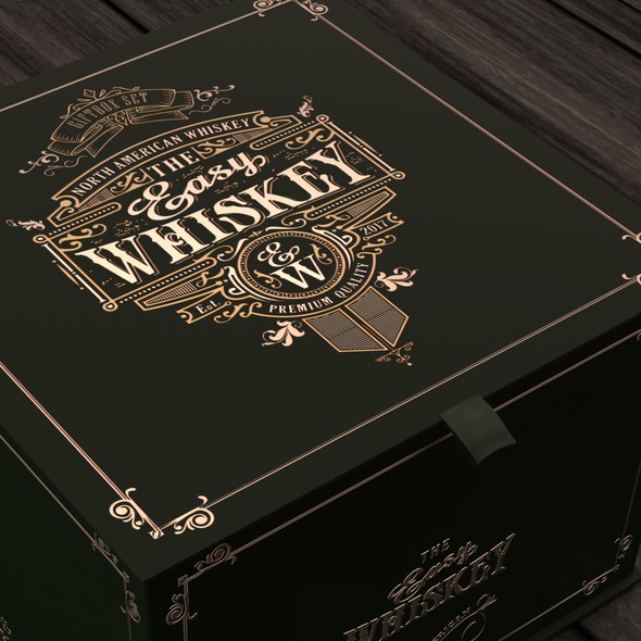 Trendy packaging with the title 'Whiskey box design'