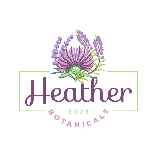 Lavender design with the title 'Heather Botanicals'