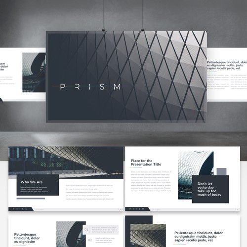 Presentation design with the title 'Modern Presentation template for PRISM'