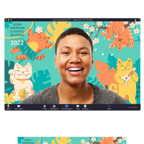 Background design with the title 'Asian American and Pacific Islander Heritage Month - Zoom Background Illustrations'