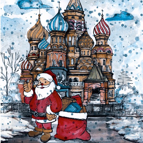 Ink artwork with the title 'Illustrations for children's New Year gifts'