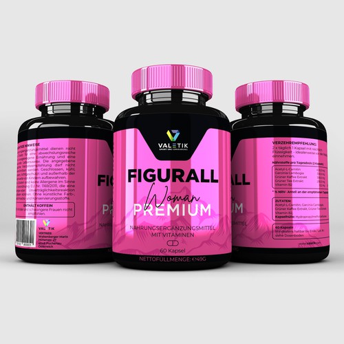 Woman label with the title 'Label of a high-quality weight loss supplement for women'