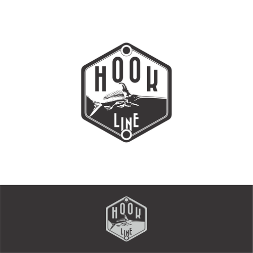 Fish logo with the title 'Guaranteed Winner*** Hook Line Fishing Logo'