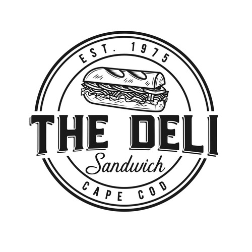 Sandwich shop logo with the title 'The Deli'