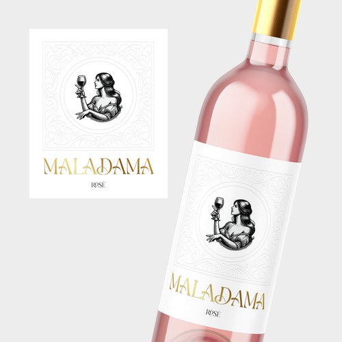 Rose label with the title 'Wine Label'