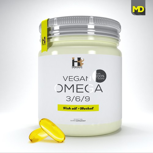 Supplement packaging with the title 'vegan Omega '