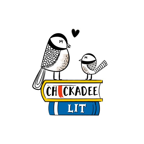 Brush stroke logo with the title 'A whimsical logo for a children books' review blog.'