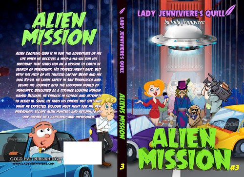 Comic book cover with the title 'e-book and print cover for juvenile fiction ALIEN MISSION'