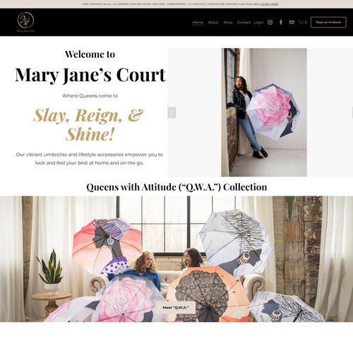 Fashionable design with the title 'Website - E-commerce Site for Vibrant Umbrellas and Lifestyle Accessories'