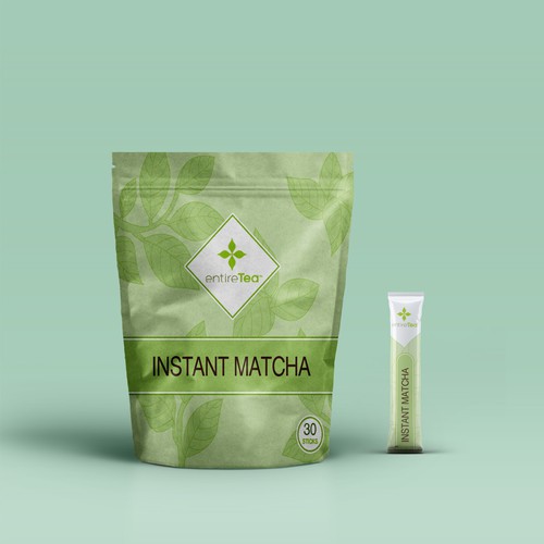 Packet packaging with the title 'Tea package design'