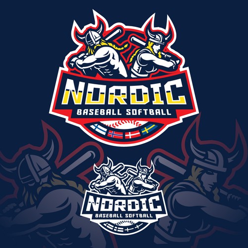 Softball design with the title 'Nordic Baseball Softball Logo'