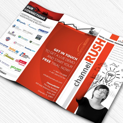 Hospitality design with the title 'Corporate Brochure Design for Hospitality SaaS Brand'