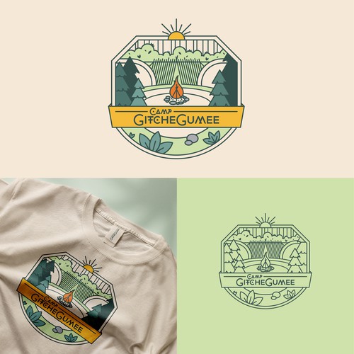 Camping logo with the title 'Summer camp logo for Camp GitcheGumee'