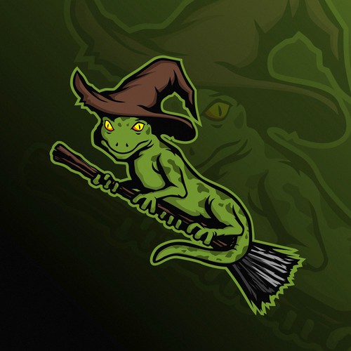 Lizard design with the title 'gecko witch'