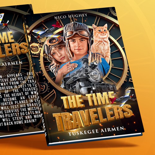 Time travel design with the title 'Book - THE TIME TRAVELERS'