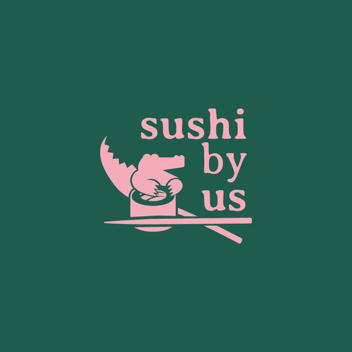 Alligator logo with the title 'Logo Sushi By Us'