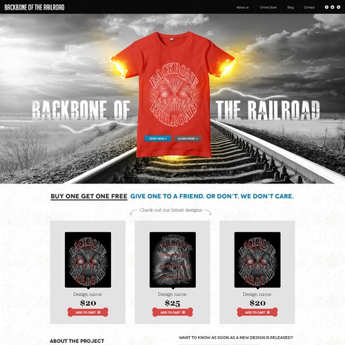 Homepage website with the title 'BackboneOfTheRailroad.com needs a new website design'