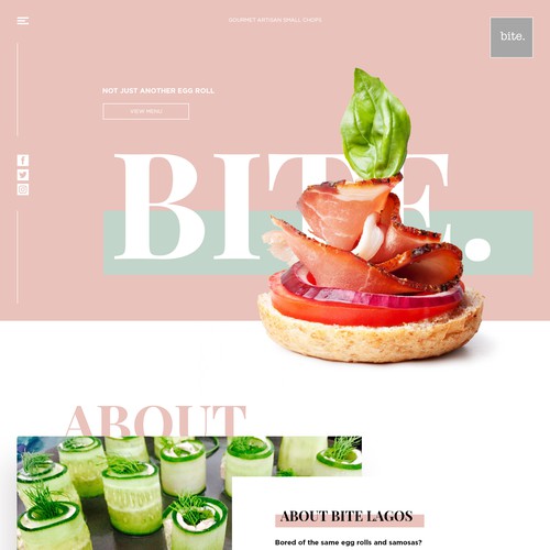 Event website with the title 'Africa based catering company webpage design'