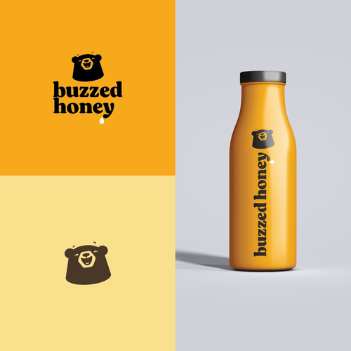 Red and brown design with the title 'Buzzed Honey Logo'
