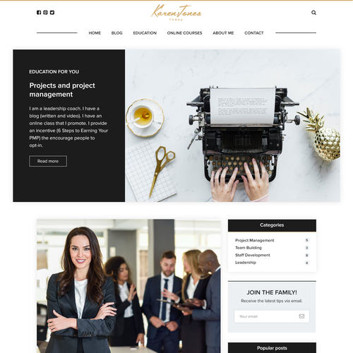 Black website with the title 'Karen Jones Today'