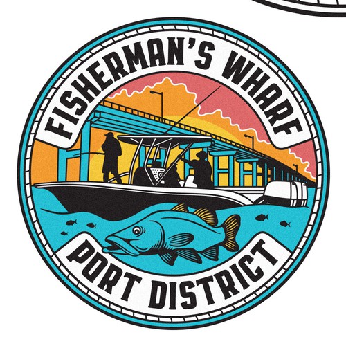 Boat logo with the title 'Fisherman's Wharf Port District'