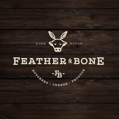 Rustic brand with the title 'Feather & Bone'