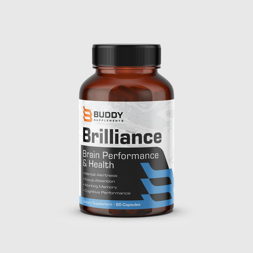 Health label with the title 'Bottle Label for a Premium Brain Performance and Health Supplement'
