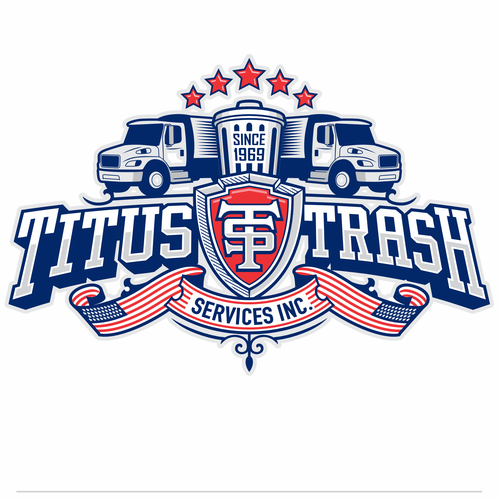 Trash design with the title 'TITUS TRASH SERVICES Inc. Logo design'