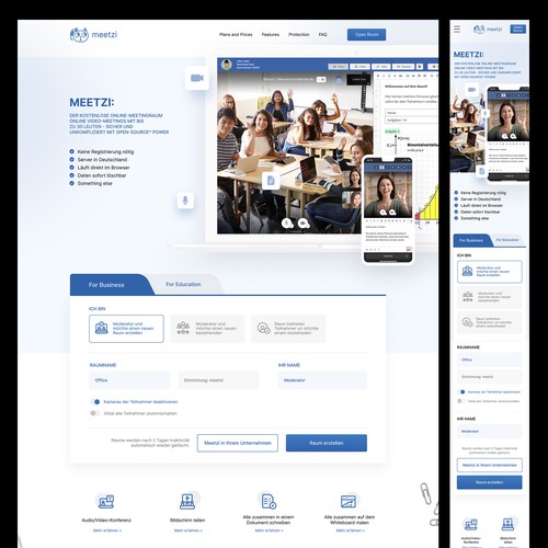Chat website with the title 'meetzi'