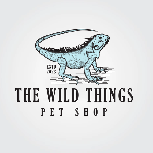 Pet shop logo with the title 'Logo Design for The Wild Things Pet Shop Brand'