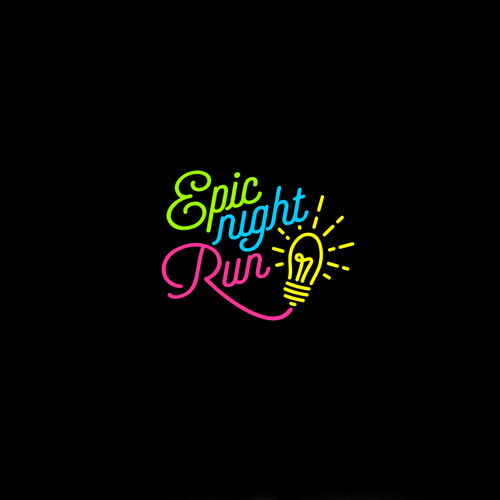 Bulb design with the title 'typography logo for epick night run'