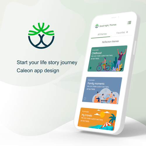 Reflection design with the title 'Design app - Caleon '