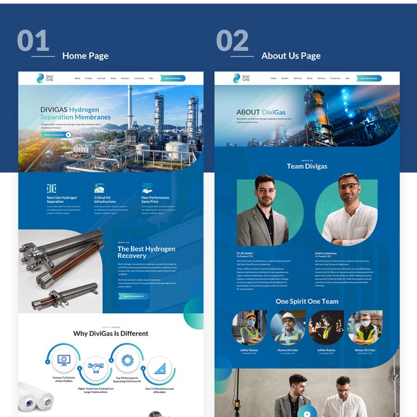 Industrial website with the title 'Divigas.com redesign'