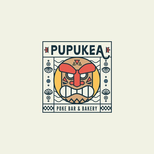 Beach bar logo with the title 'Poke bar and bakery logo'