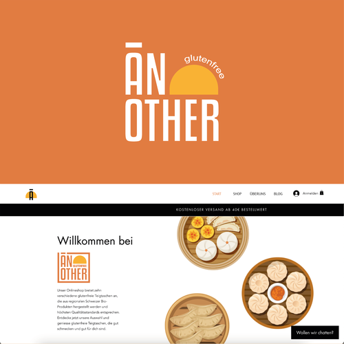 Yummy logo with the title 'Logo concept for a dumpling restaurant'