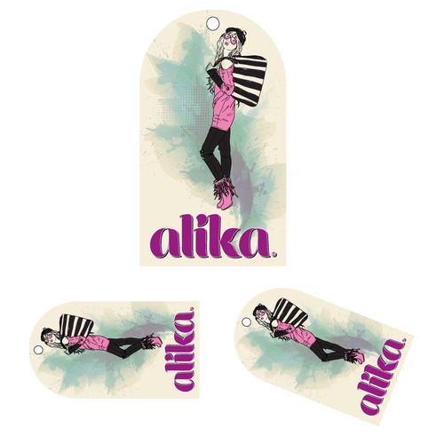 Hangtag design with the title 'Alika Hang Tag Design'