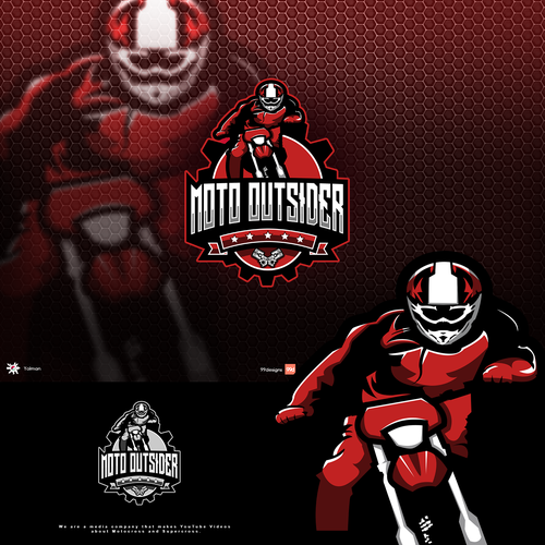 Motor logo with the title 'Logo Design for Moto Outsider'