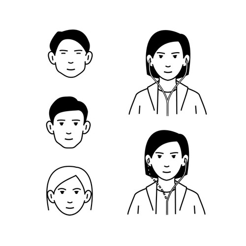 Black artwork with the title ' Minimal illustration for a music player app'