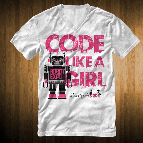 Computer t-shirt with the title 'Code Like A Girl'