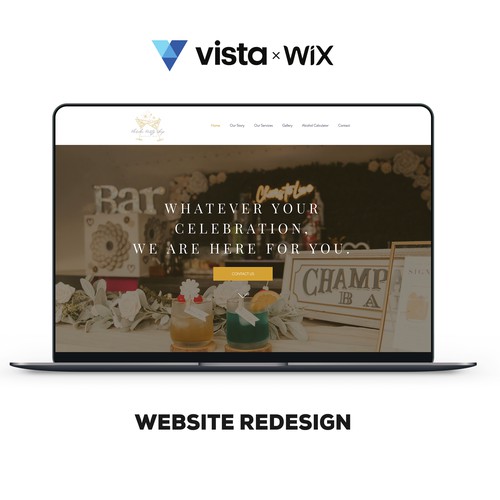 Yellow website with the title 'Web Design for Florida Party Shop'