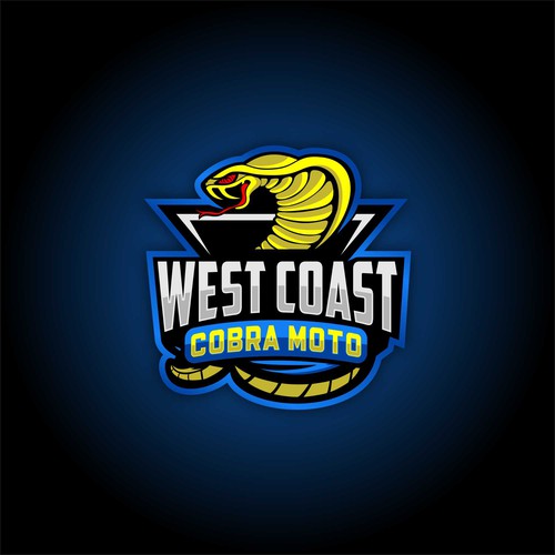 Cobra design with the title 'West Coast Cobra Moto'