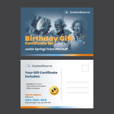 6"x9" Birthday Certificate POST CARD