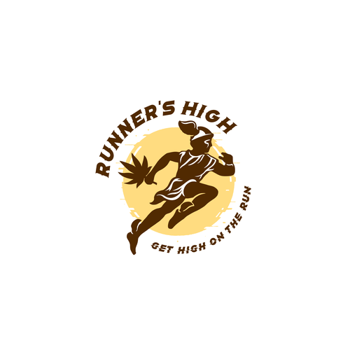 Hand-drawn design with the title 'Logo for Runner's High Protein Bar'