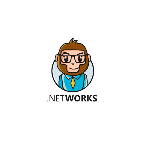 Website logo with the title 'Geek Monkey Mascot for NETWorks'