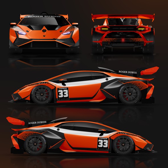 Car graphics design with the title 'Lamborghini Super Trofeo EVO 2 Wrap'